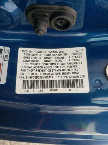 Photo 10 from auction – 2014 HONDA CIVIC LX with VIN 2HGFG3B53EH512419