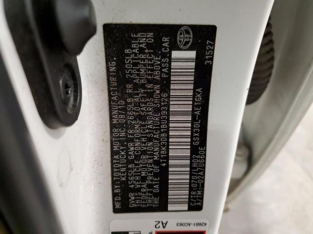 Photo 10 from auction – 2011 TOYOTA AVALON BAS with VIN 4T1BK3DB1BU393126