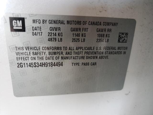 Photo 10 from auction – 2017 CHEVROLET IMPALA PRE with VIN 2G1145S34H9184494