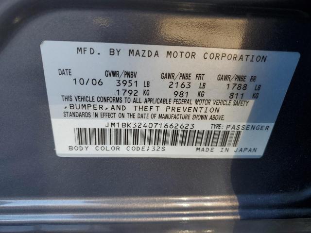 Photo 10 from auction – 2007 MAZDA 3 S with VIN JM1BK324071662623