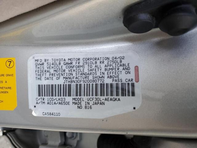 Photo 10 from auction – 2002 LEXUS LS 430 with VIN JTHBN30F920080772