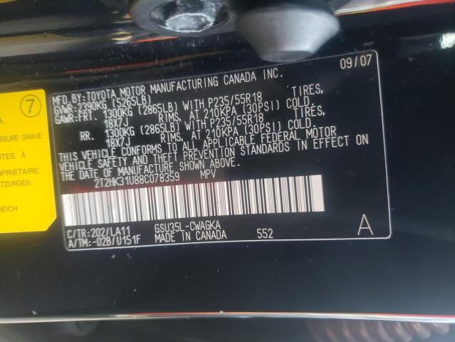 Photo 10 from auction – 2008 LEXUS RX 350 with VIN 2T2HK31U88C078359