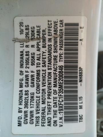 Photo 10 from auction – 2021 HONDA CIVIC EX with VIN 19XFC1F35ME200846