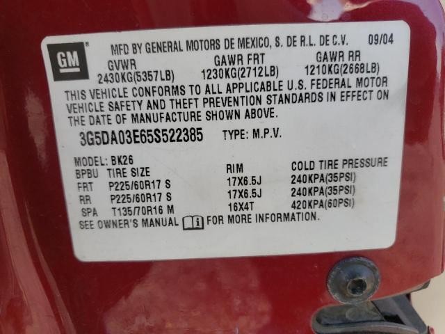 Photo 10 from auction – 2005 BUICK RENDEZVOUS with VIN 3G5DA03E65S522385