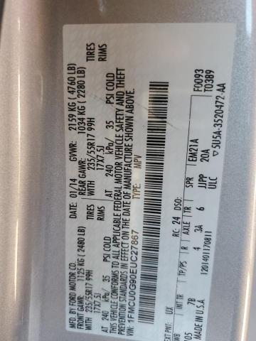 Photo 10 from auction – 2014 FORD ESCAPE SE with VIN 1FMCU0G90EUC27867