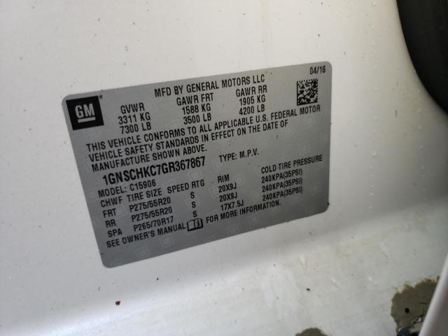 Photo 10 from auction – 2016 CHEVROLET SUBURBAN C with VIN 1GNSCHKC7GR367867