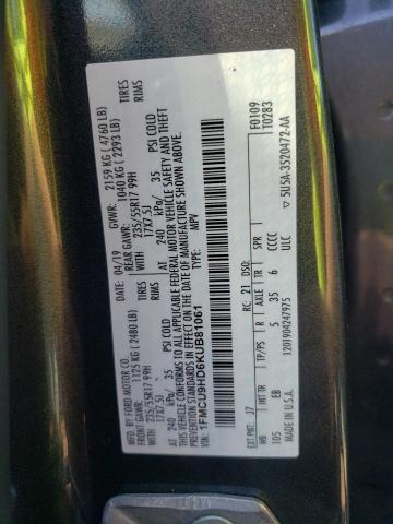 Photo 10 from auction – 2019 FORD ESCAPE SEL with VIN 1FMCU9HD6KUB81061