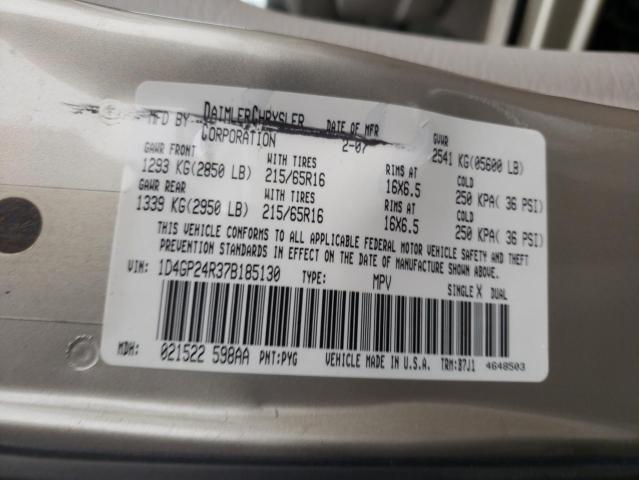 Photo 10 from auction – 2007 DODGE GRAND CARA with VIN 1D4GP24R37B185130