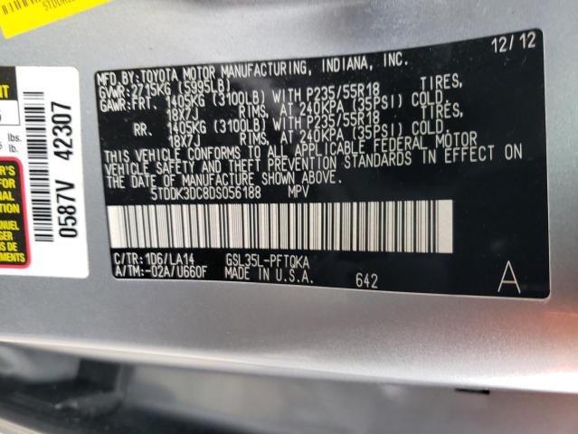 Photo 10 from auction – 2013 TOYOTA SIENNA XLE with VIN 5TDDK3DC8DS056188
