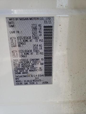 صورة رقم 10 من المزاد - 2015 NISSAN PATHFINDER مع VIN 5N1AR2MN5FC654894
