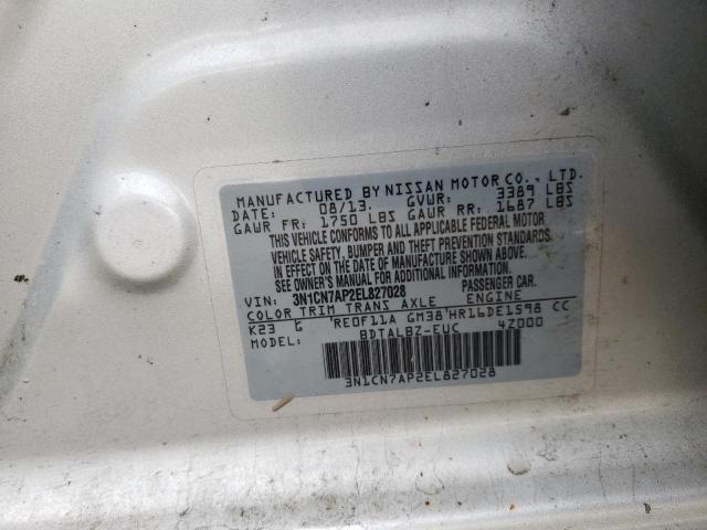 Photo 10 from auction – 2014 NISSAN VERSA with VIN 3N1CN7AP2EL827028