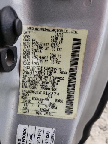 Photo 10 from auction – 2005 NISSAN FRONTIER K with VIN 1N6AD06U25C418274