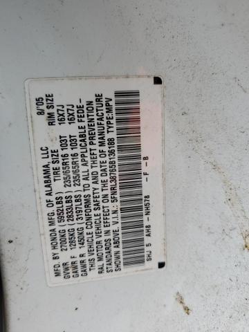 Photo 10 from auction – 2005 HONDA ODYSSEY EX with VIN 5FNRL38765B136188