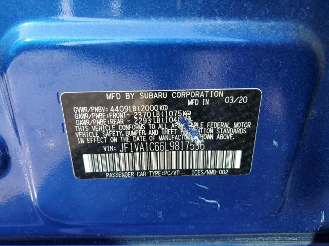 Photo 10 from auction – 2020 SUBARU WRX PREMIU with VIN JF1VA1C66L9817536