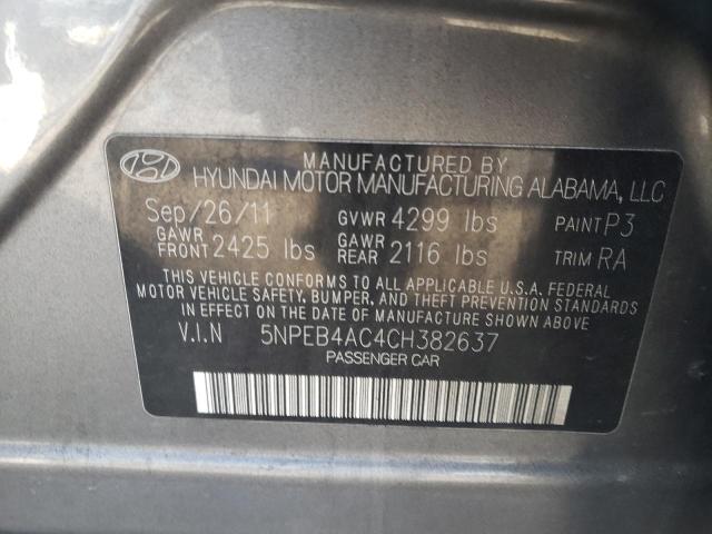 Photo 10 from auction – 2012 HYUNDAI SONATA GLS with VIN 5NPEB4AC4CH382637