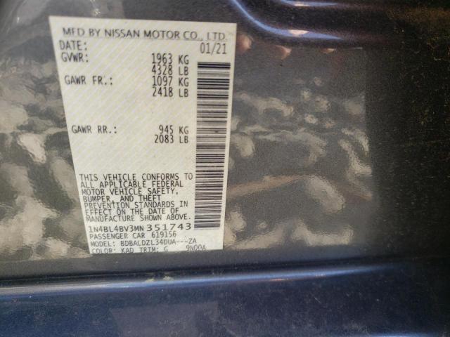 Photo 10 from auction – 2021 NISSAN ALTIMA S with VIN 1N4BL4BV3MN351743