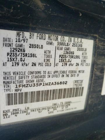 Photo 10 from auction – 1998 FORD EXPLORER with VIN 1FMZU35P1WZA36802