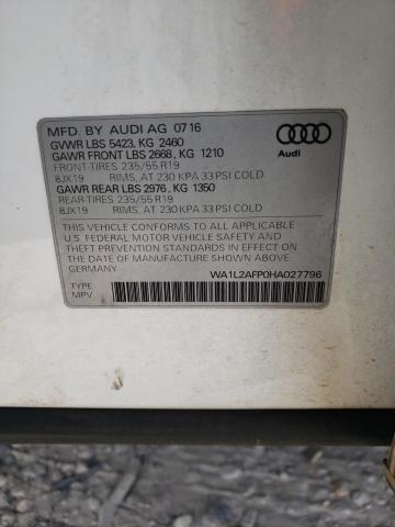 Photo 10 from auction – 2017 AUDI Q5 PREMIUM with VIN WA1L2AFP0HA027796