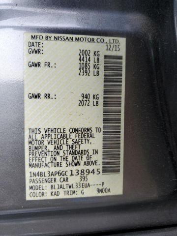 Photo 10 from auction – 2016 NISSAN ALTIMA 3.5 with VIN 1N4BL3AP6GC138945