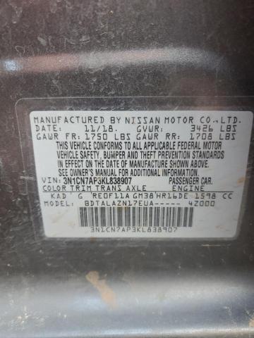 Photo 10 from auction – 2019 NISSAN VERSA S with VIN 3N1CN7AP3KL838907