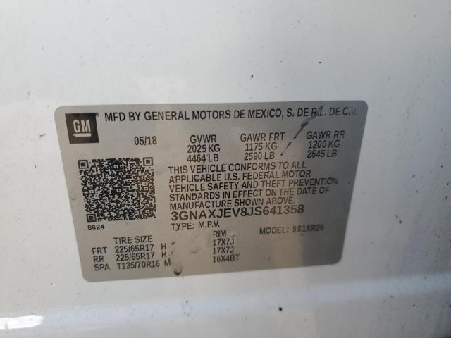 Photo 10 from auction – 2018 CHEVROLET EQUINOX LT with VIN 3GNAXJEV8JS641358