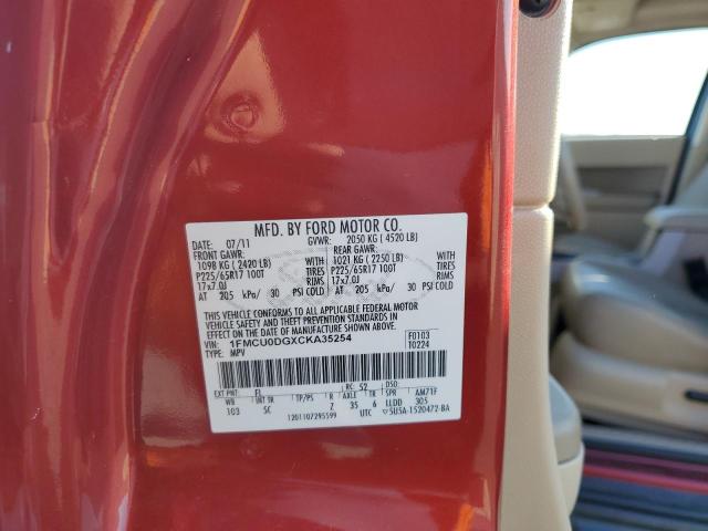 Photo 10 from auction – 2012 FORD ESCAPE XLT with VIN 1FMCU0DGXCKA35254