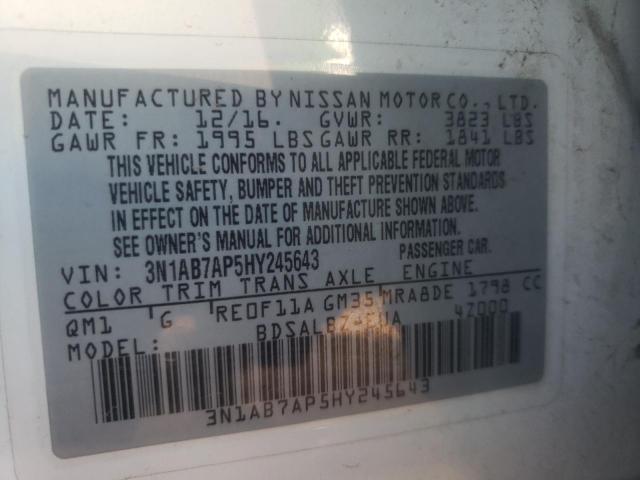 Photo 10 from auction – 2017 NISSAN SENTRA with VIN 3N1AB7AP5HY245643