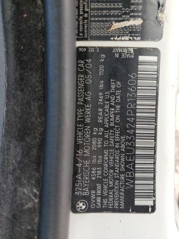 Photo 10 from auction – 2004 BMW 325 XI with VIN WBAEU33424PR13606