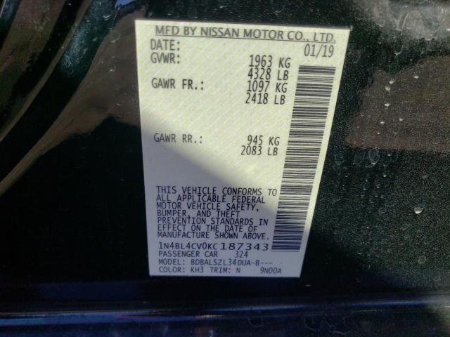 Photo 10 from auction – 2019 NISSAN ALTIMA SR with VIN 1N4BL4CV0KC187343