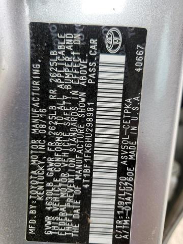Photo 10 from auction – 2017 TOYOTA CAMRY LE with VIN 4T1BF1FK6HU298981