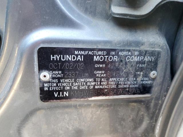 Photo 10 from auction – 2003 HYUNDAI SONATA with VIN KMHWF35H23A760370