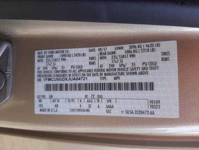 Photo 10 from auction – 2018 FORD ESCAPE SE with VIN 1FMCU0GDXJUA04721