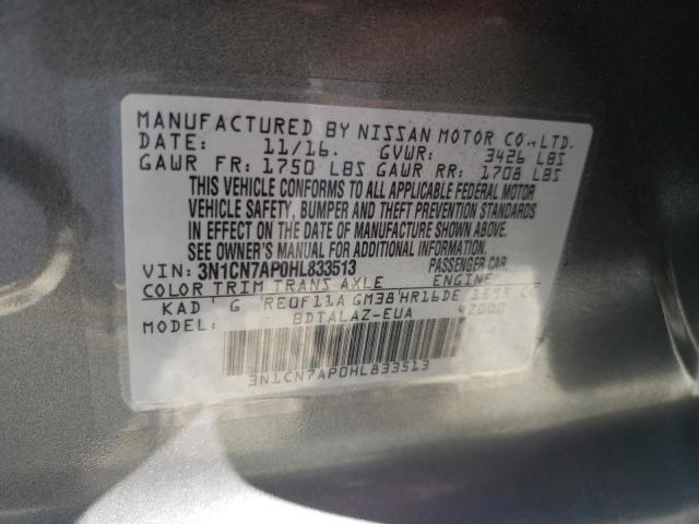 Photo 10 from auction – 2017 NISSAN VERSA S with VIN 3N1CN7AP0HL833513