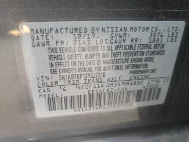 Photo 10 from auction – 2018 NISSAN SENTRA S with VIN 3N1AB7AP1JY237318