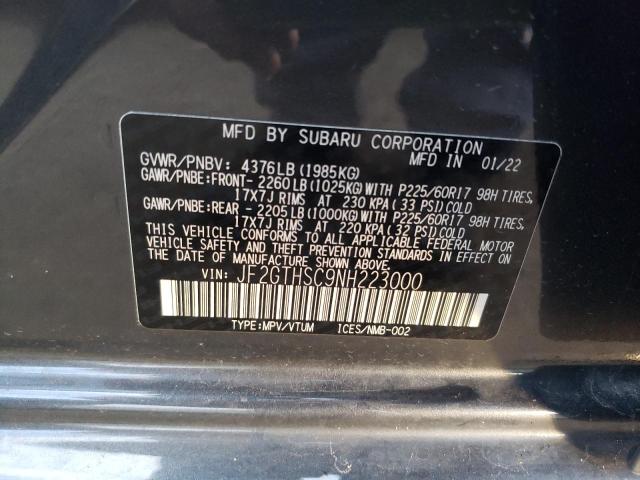 Photo 10 from auction – 2022 SUBARU CROSSTREK with VIN JF2GTHSC9NH223000