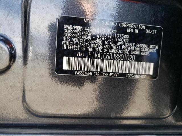 Photo 10 from auction – 2018 SUBARU WRX PREMIU with VIN JF1VA1C68J8801020