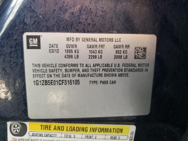 Photo 10 from auction – 2012 CHEVROLET MALIBU LS with VIN 1G1ZB5E01CF316105