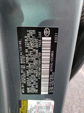 Photo 10 from auction – 2007 TOYOTA CAMRY CE with VIN 4T1BE46K17U647709