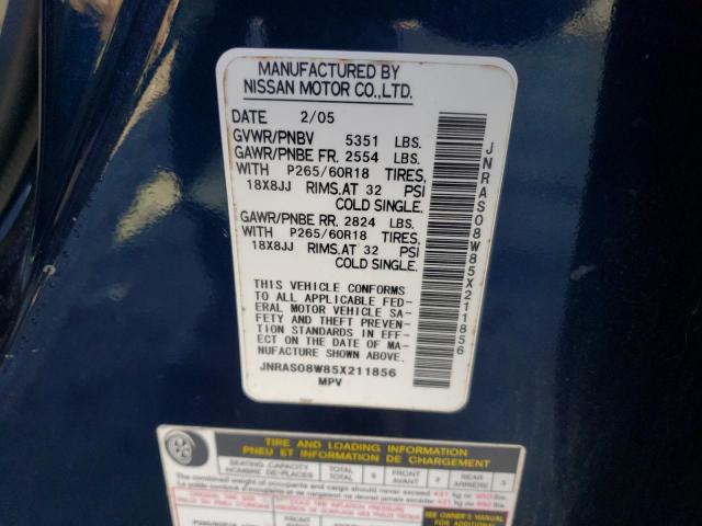 Photo 10 from auction – 2005 INFINITI FX35 with VIN JNRAS08W85X211856