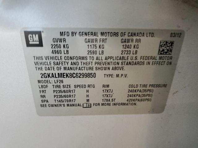 Photo 10 from auction – 2012 GMC TERRAIN SL with VIN 2GKALMEK8C6299850