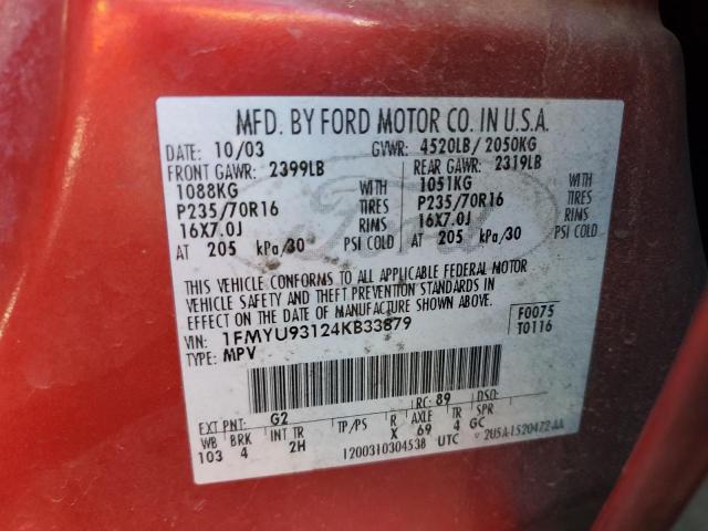 Photo 10 from auction – 2004 FORD ESCAPE XLT with VIN 1FMYU93124KB33879