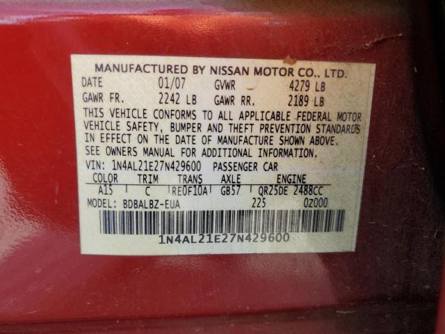 Photo 10 from auction – 2007 NISSAN ALTIMA 2.5 with VIN 1N4AL21E27N429600
