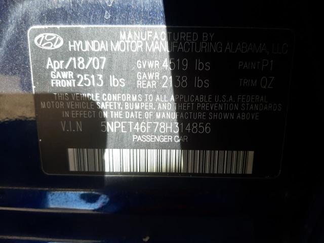 Photo 10 from auction – 2008 HYUNDAI SONATA GLS with VIN 5NPET46F78H314856