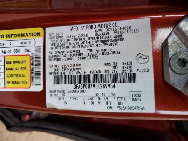 Photo 10 from auction – 2014 FORD FUSION SE with VIN 3FA6P0H79ER289934