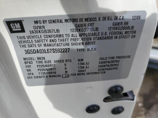 Photo 10 from auction – 2007 BUICK RENDEZVOUS with VIN 3G5DA03L67S592227