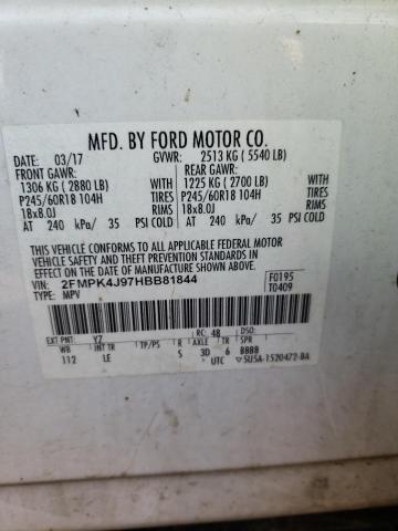 Photo 10 from auction – 2017 FORD EDGE SEL with VIN 2FMPK4J97HBB81844