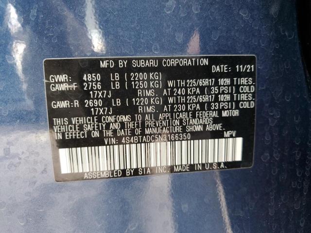 Photo 10 from auction – 2022 SUBARU OUTBACK PR with VIN 4S4BTADC5N3166350