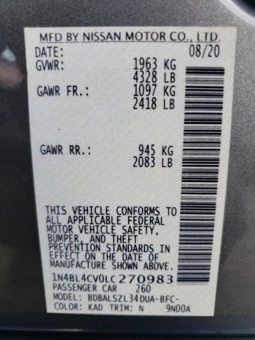 Photo 10 from auction – 2020 NISSAN ALTIMA SR with VIN 1N4BL4CV0LC270983