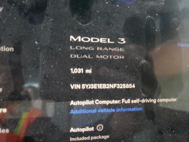 Photo 8 from auction – 2022 TESLA MODEL 3 with VIN 5YJ3E1EB2NF325854