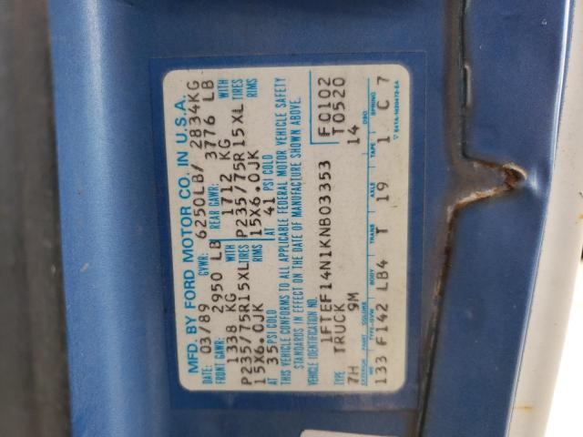 Photo 10 from auction – 1989 FORD F150 SUPER with VIN 1FTEF14N1KNB03353